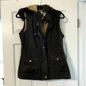 Boutique Olive Green Vest with detachable hood